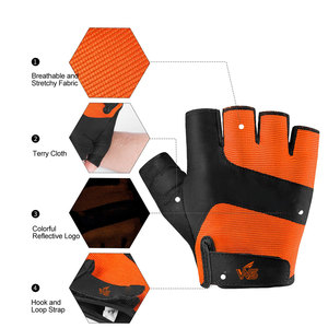 Factory Made Wholesale Price Leather Half <b>Finger</b> Non-Slip Durable Unisex Cycling Gloves Eco Friendly Adjustable Wrist <b>Strap</b> - Product Image 3