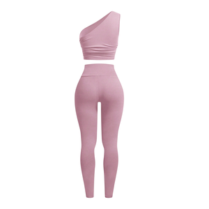 Custom Logo 2 Piece Gym Fitness Clothing <b>Workout</b> Activewear Set Seamless High Waist <b>Leggings</b> and Sports Bra Ribbed Yoga Set - Product Image 5