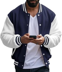 เสื้อแจ็คเก็ต Letterman Varsity สไตล์คลาสสิกสำหรับผู้ชาย พร้อมปักลายแบรนด์ทีมตามสั่ง แขนเสื้อตัดสี ปลายแขนเสื้อแบบริบ - Product Image 3