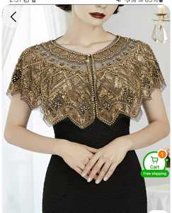 Elegant Beaded Polyester Cape Sequined Embroidery for <b>Women</b> Adult <b>Wedding</b> <b>Jacket</b> Wrap Burlesque Chandni Export House ODM Supply - Product Image 4