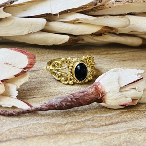 Fashionable High Demand Brass <b>Ring</b> Black Onyx Filigree Texture <b>Ring</b> Gold Plated Vintage Style Tribal <b>Statement</b> Wholesale <b>Ring</b> - Product Image 3