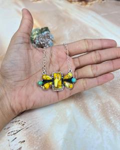 Handmade <b>Honey</b> Dahlia Kingman Turquoise Necklace Sterling Silver Boho Southwestern Jewelry Gift for Her - Product Image 6