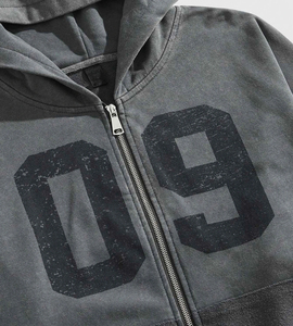 Sweat à capuche zippé Glory Custom Acid Wash Screen Print, nouveau design, 100% coton, qualité supérieure, coupe ample, pour streetwear - Product Image 3