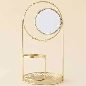 Organizador de Joyas Moderno con Soporte Elevado para Platos, Gancho de Brazo Curvo, Almacenamiento de Collares, Bandeja Doble, Exhibidor Compacto Inteligente para Tocador - Product Image 1