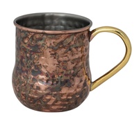 Mug en cuivre finition rustique Reweds avec poignée en laiton, fait main, grande capacité, style vintage, pour Moscow Mule, vaisselle de bar