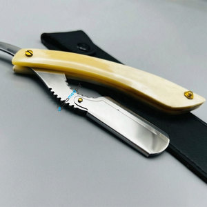 Best Selling New Arrival Straight Cut Throat Shavette Razor Folding Knife with Bone Handle Wholesale Barber Shaving Razors - Product Image 5