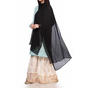 Chiffon noir Dupatta PS2702 teint uni pour robes de cocktail élégantes - Product Image 1
