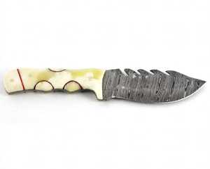 Custom Handmade Damascus Steel Heavy Utility <b>Knife</b> Sawback Spine Camel <b>Bone</b> <b>Handle</b> - Product Image 3