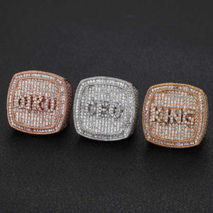 Anillo de Plata de Ley 925 de Alta Calidad con Moissanita y Diamantes Cuadrados, con Detalles de Piedras Brillantes, para Proveedores Mayoristas - Product Image 1