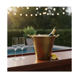 Champagne Bucket <b>Matte</b> Gold Vintage Design Barware Tool Durable Metal Pedestal Style - Product Image 4