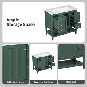 36-Inch Solid Wood and MDF Board Bathroom Vanity with Sink Combo One Cabinet and Three Drawers - Product Image 5