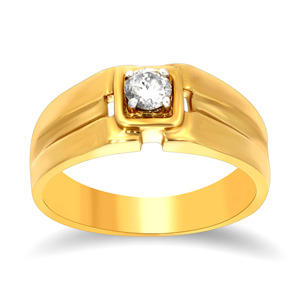 Subtle Promise <b>Men</b> Solitaire <b>Ring</b> Luxury 18K Yellow Gold <b>Men's</b> Round Brilliant Solitaire Diamond <b>Ring</b> - Product Image 1