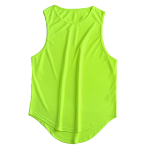 Camiseta sin Mangas para Hombre, Color Naranja, Cuello Redondo, Informal, de Secado Rápido, Deportiva, Tejida, de Color Sólido, Poliéster - Product Image 5
