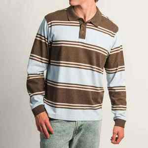 เสื้อรักบี้แขนยาวแบบคลาสสิคสไตล์วินเทจสำหรับผู้ชาย เสื้อรักบี้ลายทางหนาแบบสั่งทำพิเศษ - Product Image 3