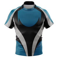 Maillot de rugby unisexe ajusté à manches courtes, col rond, color block, imprimé par sublimation, anti-humidité, 100 % polyester, pour adultes