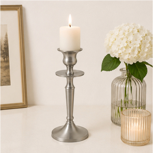 Hot Selling Modern Decorative Aluminum Candle Holder for Wedding Centerpiece <b>Silver</b> Matte Metal Taper <b>Candlestick</b> Stand - Product Image 4