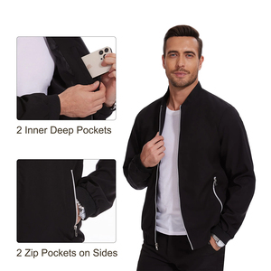 Chaqueta satinada de gran venta, ligera, cómoda, de color negro, de secado rápido, con cremallera, estilo universitario, con diseño y talla personalizados. - Product Image 4