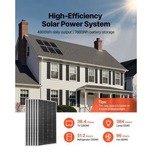 Sistema Completo di Energia Solare 1200W 24V con 6 Pannelli Solari Monocristallini da 200W, Batteria LiFePO4 25.6V 300Ah, Regolatore di Carica MPPT 60A - Product Image 2