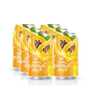 Bebida de Jugo de Papaya 330ml Esterilizada Vegana 100% Pura Lista para Beber Fabricante OEM de Jugo Enlatado a Granel - Product Image 1