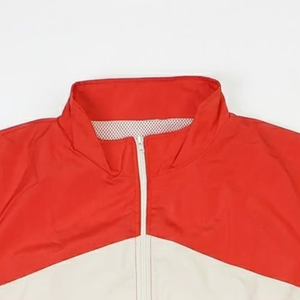 <b>Men's</b> Red And Cream Color Blocking Track <b>Jacket</b> And Shorts Set Sporty Quick Dry Polyester <b>Summer</b> Wear - Product Image 6
