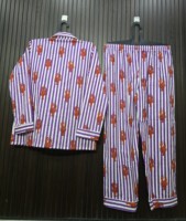 Ensemble de pyjama rayé pour femme avec imprimé homard, manches longues, boutons sur le devant, pantalon long jusqu'aux chevilles, en coton doux, tenue décontractée pour le printemps