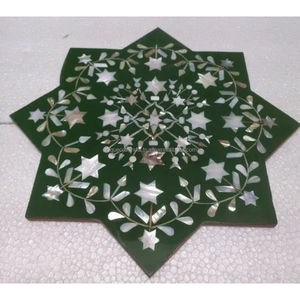 Ensemble brûleur à bakhoor artisanal en nacre jaune avec plateau, boîte à encens et finition décorative florale de luxe - Product Image 5