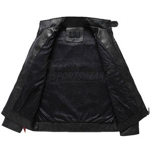 Vestes en cuir véritable pour hommes, design élégant et ajusté pour l'hiver, avec fermeture éclair, logo sur le devant, respirantes, écologiques, en vente - Product Image 6