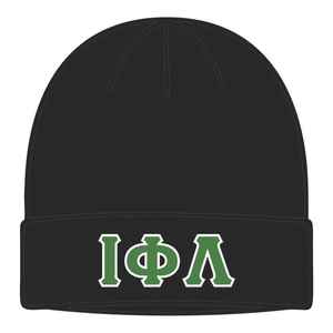 Bonnet noir en tricot pour femme Iota Phi Lambda Sorority, avec lettres grecques, chaud et décontracté, pour l'hiver - Product Image 1