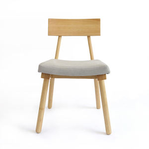 Chaise de salle à manger moderne en teck massif avec siège rembourré en tissu, style scandinave, meubles esthétiques pour la maison - Product Image 1