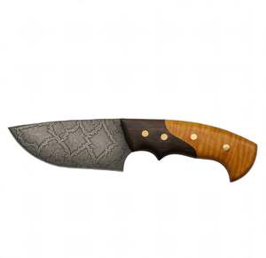 Herramienta Utilitaria de Hoja Fija de Acero de Damasco con Mosaico Personalizado y Mango de Madera Bicolor - Product Image 1