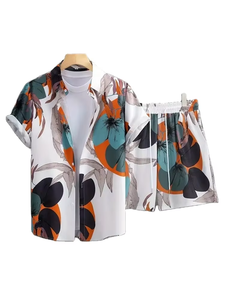 Camisa de Playa con Estampado Floral Hawaiano, Camisa Casual Holgada de Manga Corta para Hombre, Conjunto de Pantalones Cortos - Product Image 3