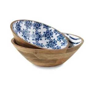 Bol décoratif élégant en bois de manguier fait main avec impression émaillée pour le Ramadan - Product Image 4