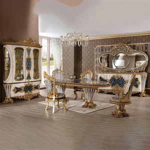 Royal Victorian Style Dining <b>Table</b> Set Solid Mahogany Hand Carved with Display Cabinet <b>Buffet</b> Set Resort Hotel Home Use - Product Image 2