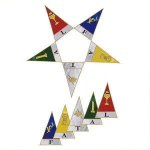 Banderas de la Orden Masónica de la Estrella del Este al por mayor con parches de bandera bordados y encaje de corte recto - Product Image 1