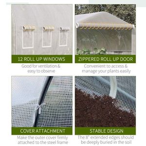 Serra 26x10x7 piedi, facile da montare, con ingresso, in PE resistente, metallo, plastica, acciaio, legno, legno trattato a pressione, Mylar, per giardinieri - Product Image 5