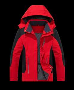 Men's Winter <b>Waterproof</b> Hooded Puffer <b>Jacket</b> Solid Color Sporty Design Stand Collar Zipper Closure <b>Red</b> Black - Product Image 1