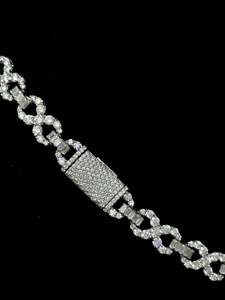 <b>Solid</b> 925 <b>Silver</b> Infinity Chain 10mm VVS Lab Grown Mixed Cut Emerald Round Diamond <b>Necklace</b> Hip Hop Jewelry Pass Tester Rhodium - Product Image 2