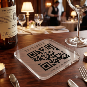 Custom OEM ODM Acrylic QR Code Scan <b>mini</b> portable Acrylic Coasters for give feedback google review - Product Image 3