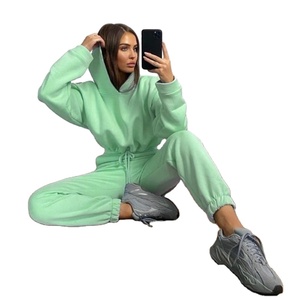 Ensemble de survêtement à capuche pour femme, couleur lavande, coupe ample, longueur intégrale, avec poches latérales, fermeture à cordon, style décontracté printemps - Product Image 2