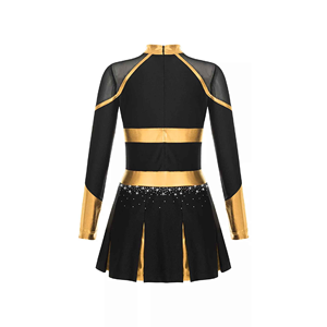 ชุดเสื้อกั๊กแขนกุดประดับเพชรหรูหราพร้อมกระโปรงจีบสำหรับทีมเต้นมืออาชีพ ชุดยูนิฟอร์มเชียร์ลีดเดอร์ประดับคริสตัล - Product Image 3