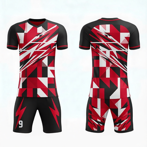 ชุดฟุตบอลดีไซน์ใหม่ ชุดฝึกซ้อมมืออาชีพ เสื้อและกางเกงขาสั้น คุณภาพสูง ผลิตจากโพลีเอสเตอร์ 100% ระบายอากาศได้ดี - Product Image 4