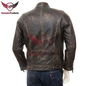 Chaqueta de Cuero Marrón Auténtico para Hombre, Corte Ajustado, Estilo Motero, Cafe Racer, de Piel Vacuna, con Hombreras Acolchadas, Personalizada, Clásica, Vintage - Product Image 5
