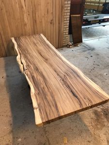Handmade <b>Solid</b> <b>Wood</b> Live Edge Rectangle Dining <b>Table</b> with Metal Legs Modern Rustic Design for Apartment Use - Product Image 3
