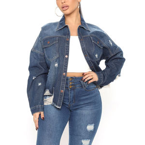 Women's European American Long Sleeve <b>Denim</b> <b>Coat</b> Casual Washed Lapel Design Solid Pattern Regular Fit Quick Dry Polyester/Cotton - Product Image 5