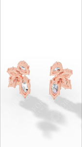 Boucles d'oreilles clous de luxe multi-pierres avec combinaison de pierres taillées en marquise et en poire, or 10K, bijoux fins, fournisseur en gros - Product Image 2