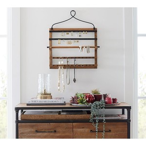 Mango Wood Minimalist Jewelry Organizer Wall Mount - Wholesale Home Dcor - Product Image 1