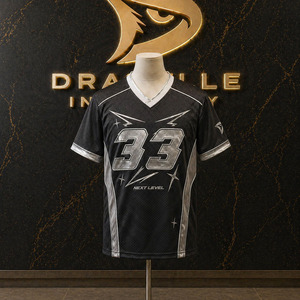 OEM Custom Mesh Athletic Jersey Y2K Retro Sportswear Charcoal Gray Metallic <b>Silver</b> V Neck Performance Shirt - Product Image 1