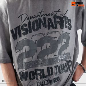 T-shirt gris streetwear pour homme, coupe ample, imprimé graphique, style décontracté, manches courtes, vintage, unisexe, très tendance - Product Image 4