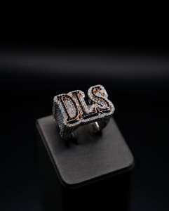 Anillos de Joyería Fina Personalizados con Logotipo de Letra, Moissanita Helada, Estilo Hip Hop, Certificados, con Engaste de Puntas, Plata 925, Bañados en Rodio y Plata - Product Image 2
