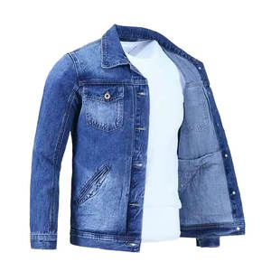 Veste en jean à capuche oversize bleue à manches longues, dernier design personnalisé, pour hommes, style décontracté, vestes et manteaux en jean - Product Image 6